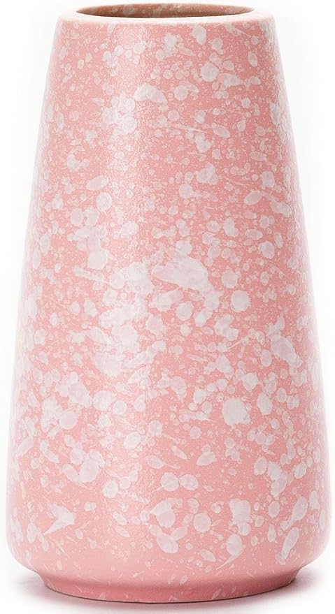 Pink Vase - 6" Pink Ceramic vase for Flower, Cute Modern Vases for Home Decor, Minimalist vases for Centerpieces, Living Room,Bedroom or Gift (Snowflake Pink, Small)