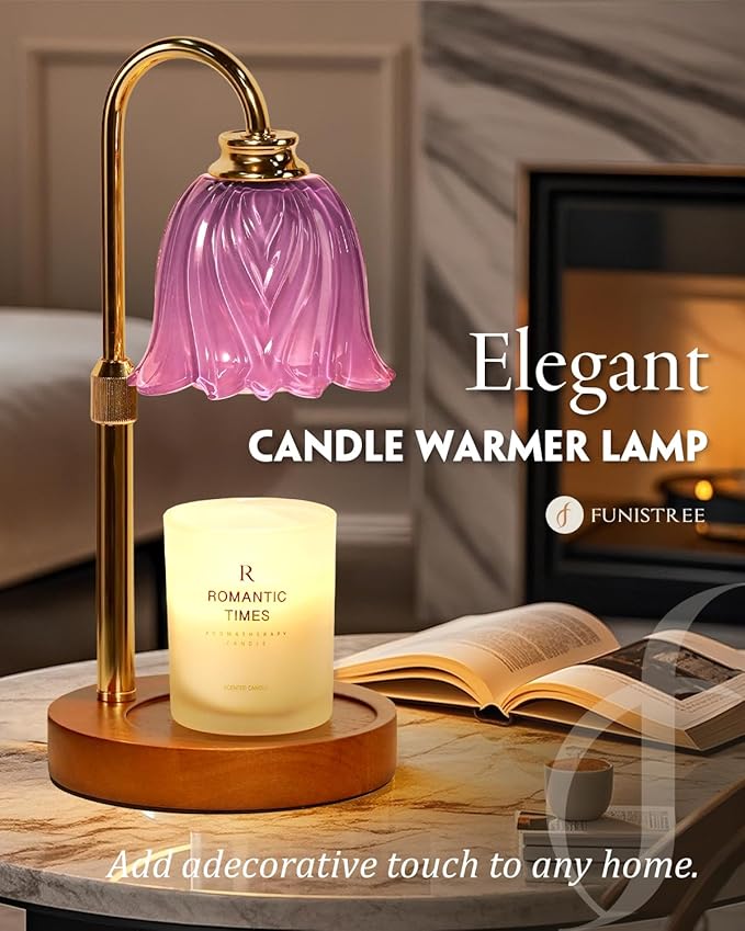 Candle Warmer Lamp, Gold Candle Lamp Warmer with Timer & Dimmer with 2 Bulbs, Christmas Gifts for Women Mom, House Warming Gifts New Home Bedroom Decor, Height Adjustable