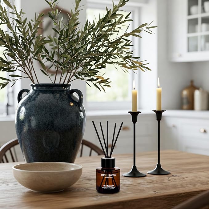 Red Tobacco Reed Diffuser – Luxury Aromatherapy Diffuser with Essential Oils, Long-Lasting Scent for Home, Office, or Bedroom – 50ml