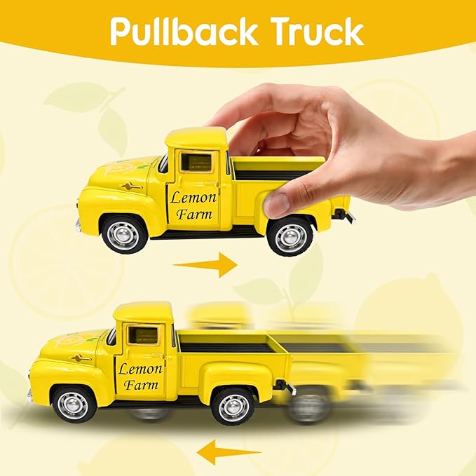 Lemon Truck Decor with Mini Fake Lemons Lemon Decorations for Home Kitchen Farmhouse Tabletop Centerpiece Summer Tiered Tray Decor Lemonade Stand Decorations Amalfi Coast Party Favor, Yellow