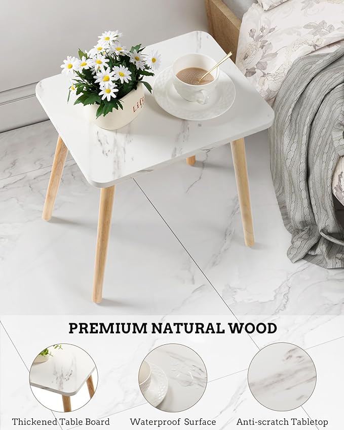 FORAOFUR End Table Set of 2, Modern Wooden Side Table for Living Room, Bedroom