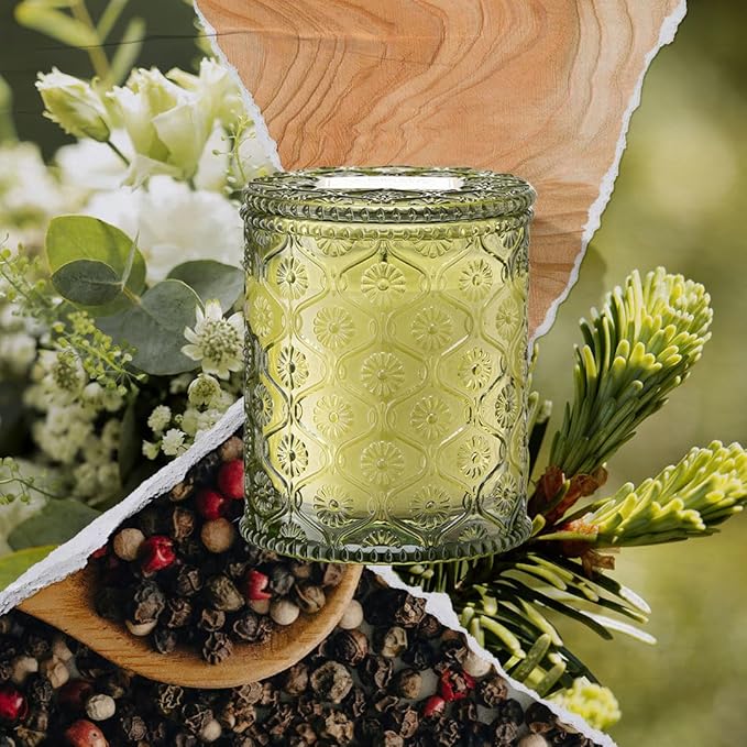 LA JOLIE MUSE Starlit Golden Fir Candle - Cedarwood, Patchouli, Fir Balsam | 6 oz Natural Soy Wax | 40 Hours Clean Burn | Balsam and Fir Candle | Gift-Ready for Hosts & Gatherings