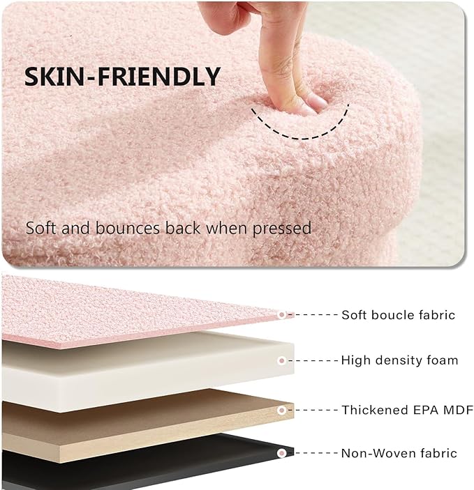 12.6" Small Ottoman with Storage, Flowers Shaped Foldable Foot Rest for Dorm Room, Living Room - Compact Organizer for Small Spaces-Pink