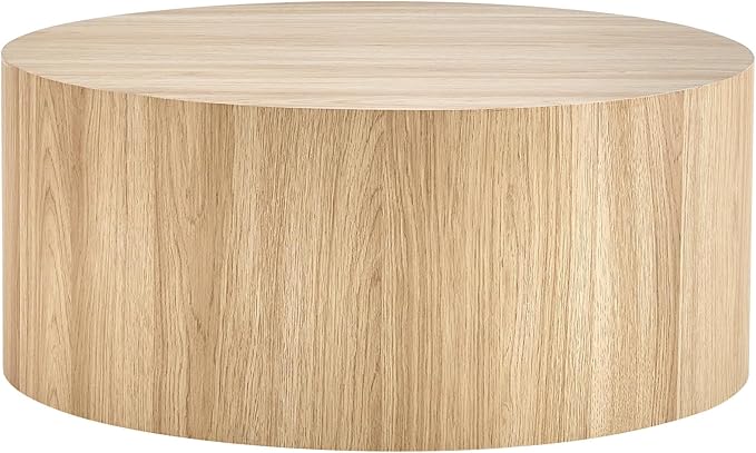 27.5" Round Wood Coffee Table, Modern Coffee Tables in Wood Finish for Living Room, Contemporary No Assembly Circle Wooden Center Cocktail Table for Bedroom, Reception Room