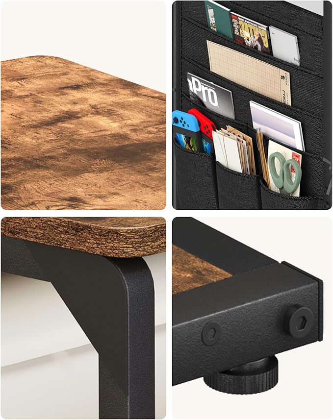 C-Shaped End Tables, TV Trays Set of 2, Small Side Table for Couch with Storage Bag, Sofa Table for Living Room, Bedroom, Bedside ET-P-BRW2