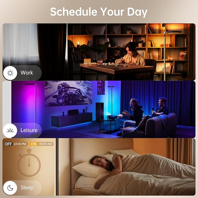 Smart LED Floor Lamp, RGBCW Corner Lamp Works with Alexa, 2000LM Color Changing Standing Lamp with 16 Million DIY Colors,Music Sync,Torchiere Tall lamp for Living Bedroom Room,APP/Voice/Remote Control
