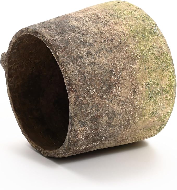 LuxenHome Rustic Cement Flower Vase, Ginger Root Brown, 8.9-Inch Tall Cylinder Vase, Perfect for Dining Table Decor, Home Decor, Living Room Decor