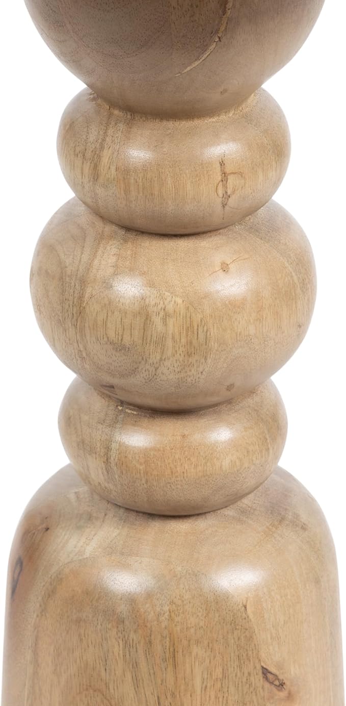 Kate and Laurel Tirollo Modern Round Drink Table; 10 x 10 x 22; Natural Wood; Living Room Accent Pedestal Table with Turned Base for Use as Indoor Plant Stand