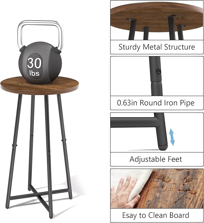 Plant Stand Indoor, Wood Plant Stand for Indoor Plants, Mid Century Plant Table,Modern Small Round Flower Pot Stand, Single Tall Plant Holder for Living Room,Balcony, Rustic Brown End Side Table
