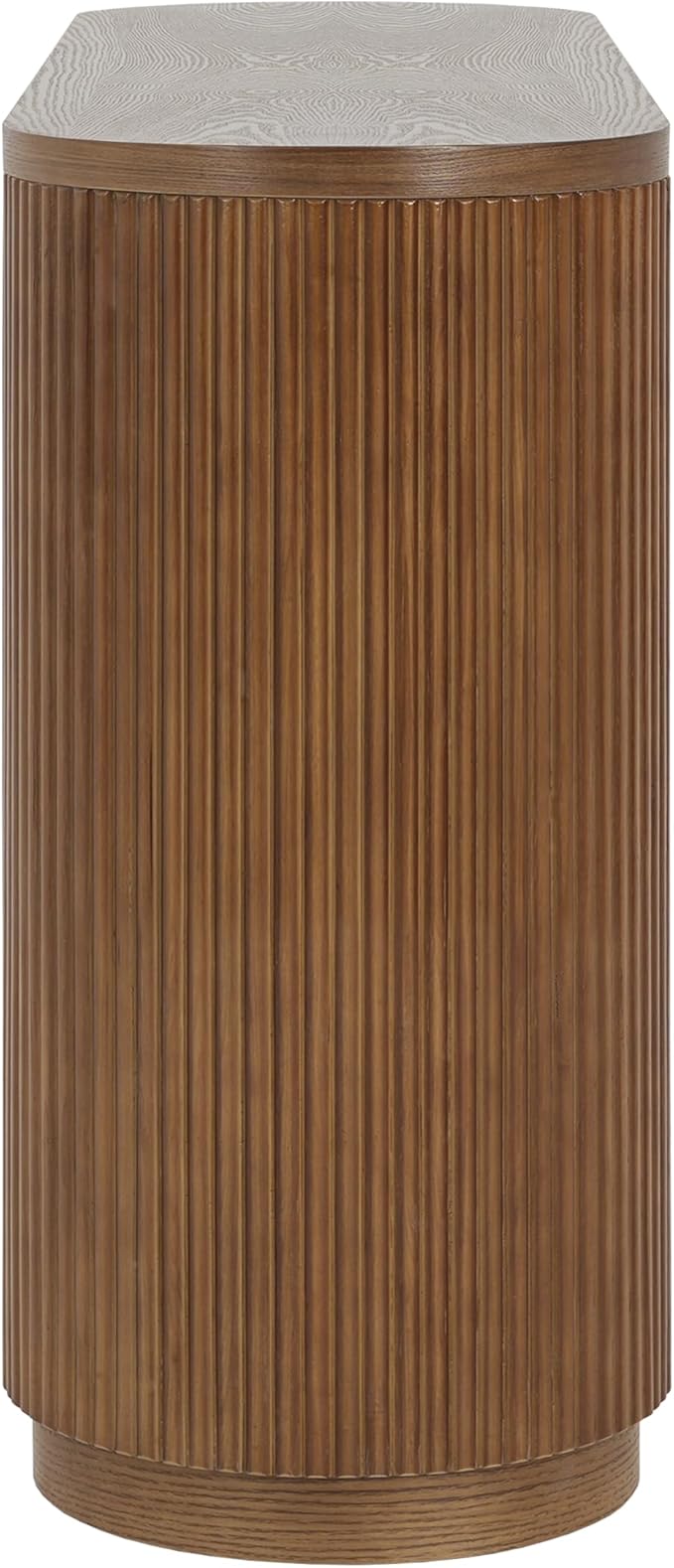 kevinplus 58.9'' Console Table Sofa Table for Entryway, 3-Tier Storage Open Shelf Modern Countryside Farmhouse Style, Elegant Wood Grain & Fluted Design, Easy Assemble, Brown