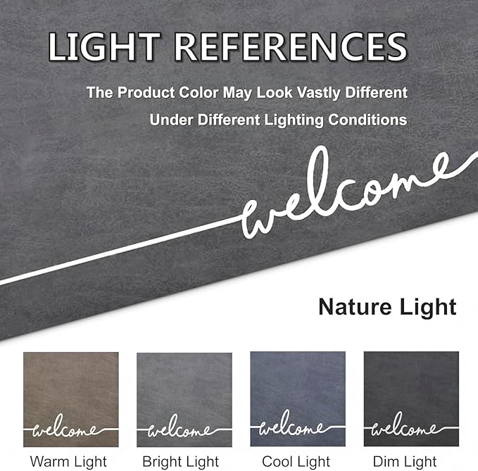 Welcome Mat Indoor, Ultra Thin Door Mat, 1/10 in Thin Door Mats for Inside Entry, Non-Slip Rubber Backing, Washable Doormat, Fade Resistant, Absorbent, Low Profile Dirt Trapper, 35"X24",Grey