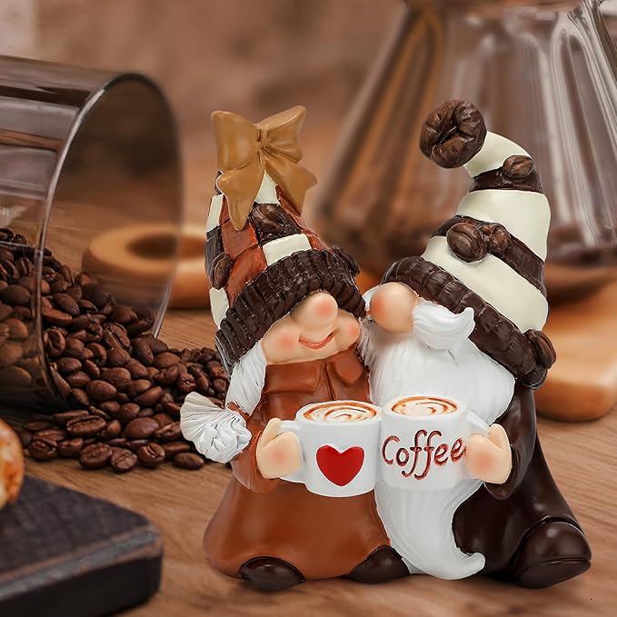 Coffee Gnomes Coffee Bar Decor Accessories Spring Summer Gnome Decorations Gifts Fall Gnomes Decorations for Home Tiered Tray Table Ornaments Indoor