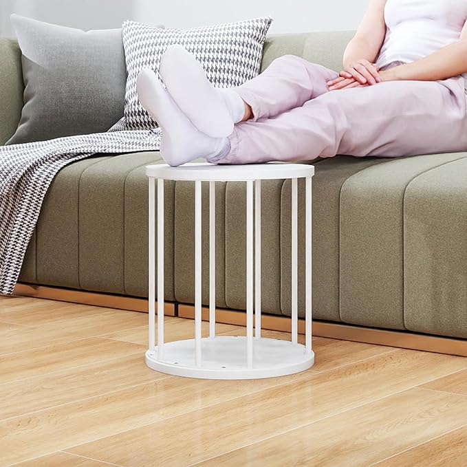 HDANI Small Round Wooden Step Stool for Kids Adults, 300lbs Load Capacity Garden Stool, Non-Slip Small Stool for Plant Stand, Kitchen, Bathroom and Bedroom, White