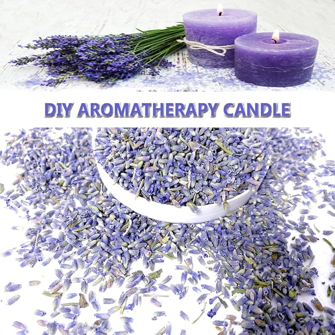 Dried Lavender Flowers, Natural Dried Lavender Buds, Fragrant Dried Lavender Bulk for Drawers and Closets, Wholesale Dried Flowers for Soap, Candle, Sachets, DIY (1/2 Pound)