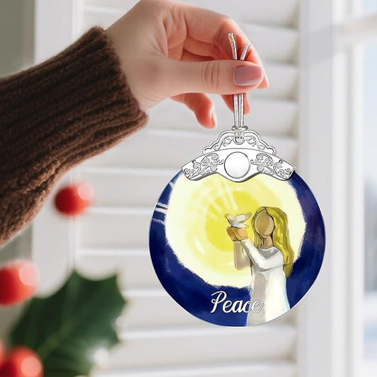 Stained Glass Ornament, Peace Angel Christmas Ornaments, Christmas Decorations for Tree, Holiday Ornament, Holiday Party Gifts, Gift Ideas & Xmas Gift - Peace Angel