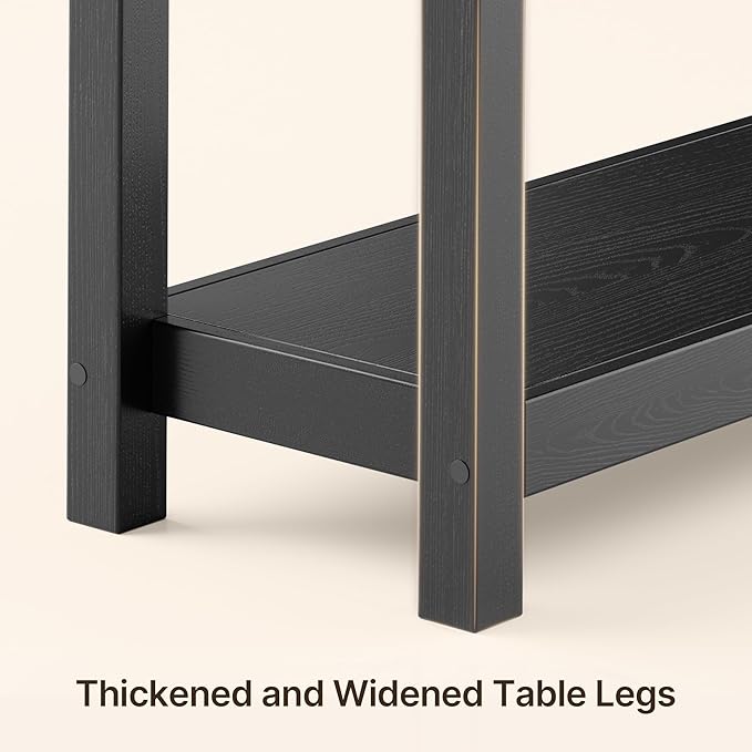 Gizoon Console Table with 2 Drawers, 2-Tier Wood Entryway Table with Storage Shelves, 39" W Wood Accent Sofa Table for Front Hall, Hallway, Living Room, Black