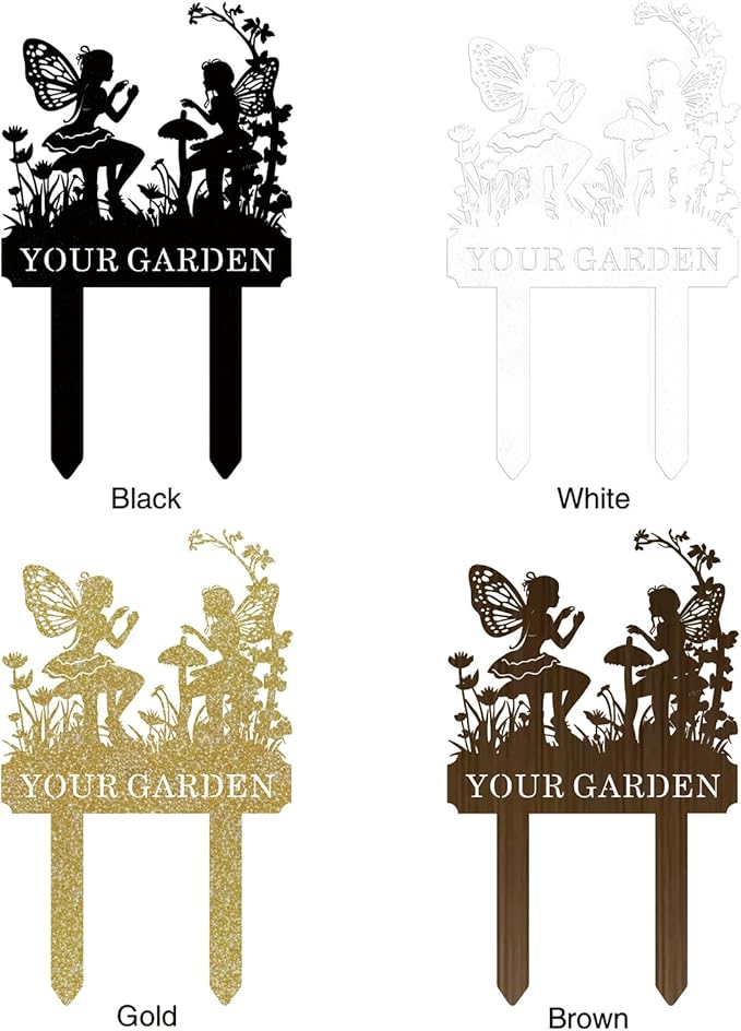 Personalized Garden Signs with Stake, Metal Custom Fairy Garden Signs for Outdoor Waterproof, Customized Metal Name Sign, Home Patio Yard Outdoor Decor Gifts for Gardeners