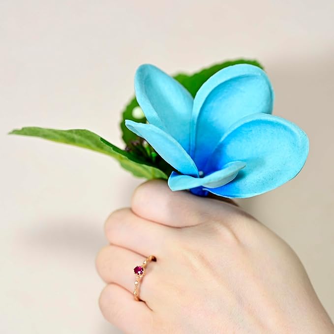 Birthday Gifts for Women 10pcs Gradient Turquoise Flowers PU Real Touch Flowers Hawaiian Plumeria Frangipani Artificial Flowers for DIY Birthday Gifts Wedding Gifts Home Decor Table Centerpiece