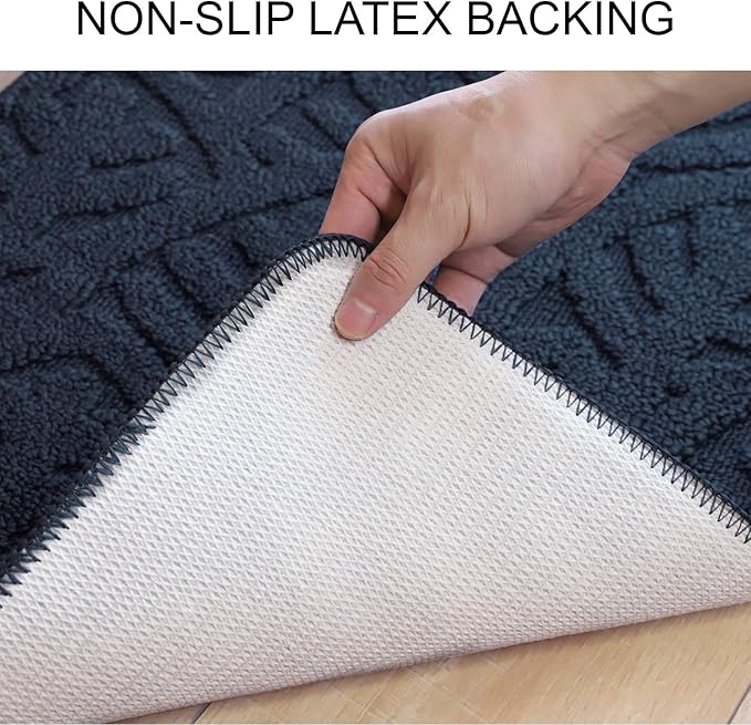 TOONOW Indoor Doormat Front Door Mat,30"x18", Low-Profile Machine Washable Kitchen Rug, Absorbent Mud Half Round Entrance Mat for Outdoors, Entryway, Patio, Bedroom, French Blue