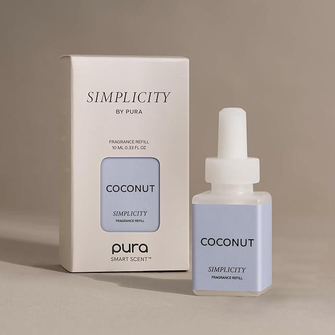 Pura and Simplicity - Smart Home Air Diffuser - Up to 120-Hours of Luxury Fragrance per Refill - Spring & Summer Fragrance - 2 Pack, Coconut