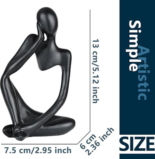 BOPART Resin Thinker Statues Black Decor for Home, Office or Living Room, Black Figurines Sculptures for Floating Shelf, Coffee Table Decoration