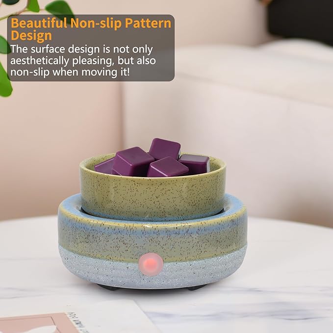 Wax Melt Warmer, Ceramic Candle Melter Melting Wax 3-in-1 Oil Burner Electric Fits Yankee Large Jar, Scented Candle Holder for Home Decor Gifts for Mom Grandma Women Girls