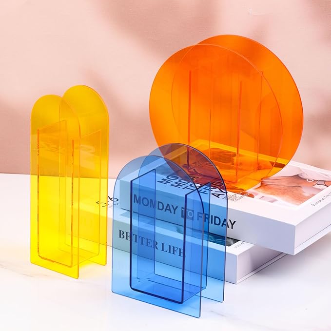 Yellow Acrylic Vase Arched for Modern Aesthetic Room Decor, Mustard Yellow Acrylic Decorative Centerpiece for Home or Wedding Office