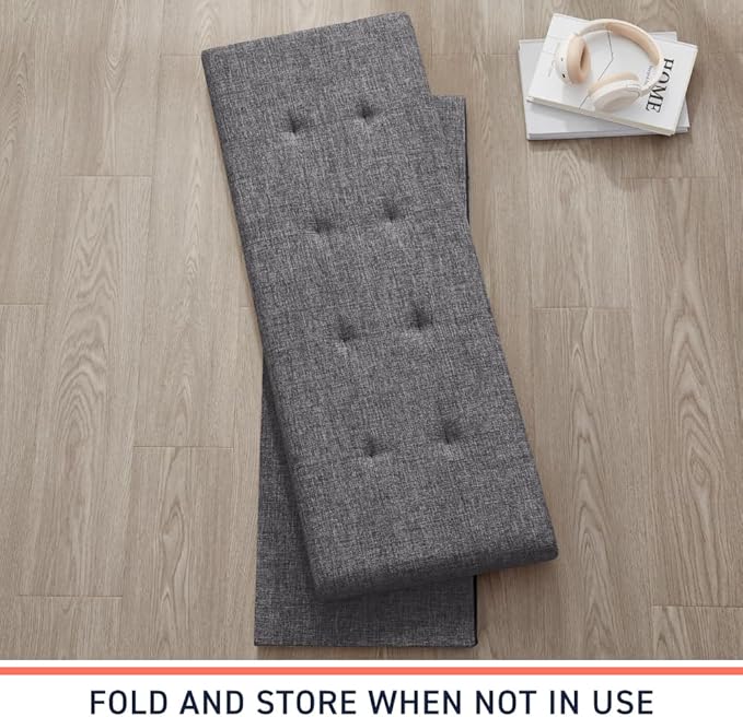 Ornavo Home 43 Inch Folding Storage Ottoman, Long Large Storage Ottoman Chest, Foot Rest Stool, Bedroom Bench - (Dark Gray)