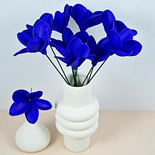 Birthday Gifts for Women Men 10pcs Royal Blue Flowers PU Real Touch Flowers Hawaiian Plumeria Frangipani Artificial Flowers for DIY Birthday Gifts Wedding Gifts Home Decor Table Centerpiece