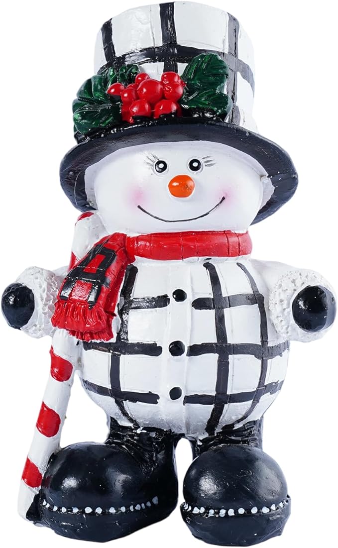 2-Piece Christmas Couple Snowman Resin Statues, Indoor Outdoor Holiday Decor, Christmas Table Centerpiece & Home Desktop Window Sill Ornaments - Ideal for Parents Friends