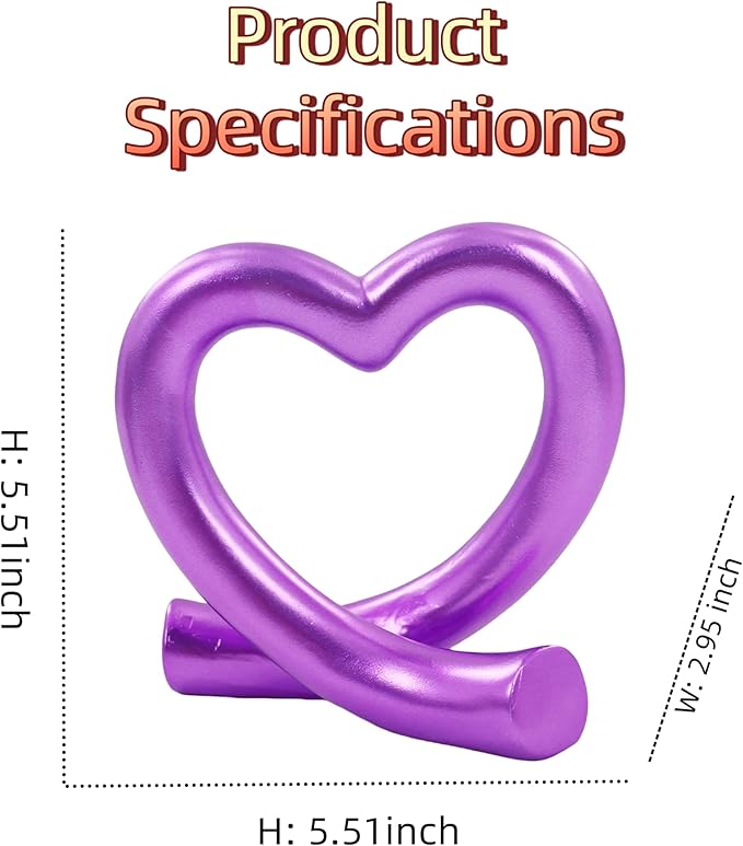 Purple Heart Sculpture – Romantic & Unique Gift for Anniversary, Valentine’s Day, Modern Decorative Figurine for Bedroom or Shelf