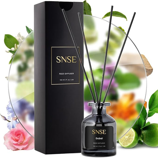 SNSE Dubai Reed Diffuser Set - Premium Reed Diffusers for Home with Diffuser Reeds, Luxurious Gift Aroma, Sophisticated Scent, Ideal for Relaxation, Elegant Home Fragrance