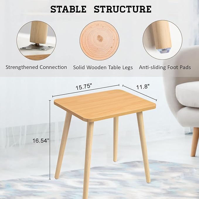 FORAOFUR End Tables Living Room Set of 2, Side Tables for Small Spaces, Modern Side Table Accent Tables with Wooden Legs for Living Room, Bedroom, Easy Assembly