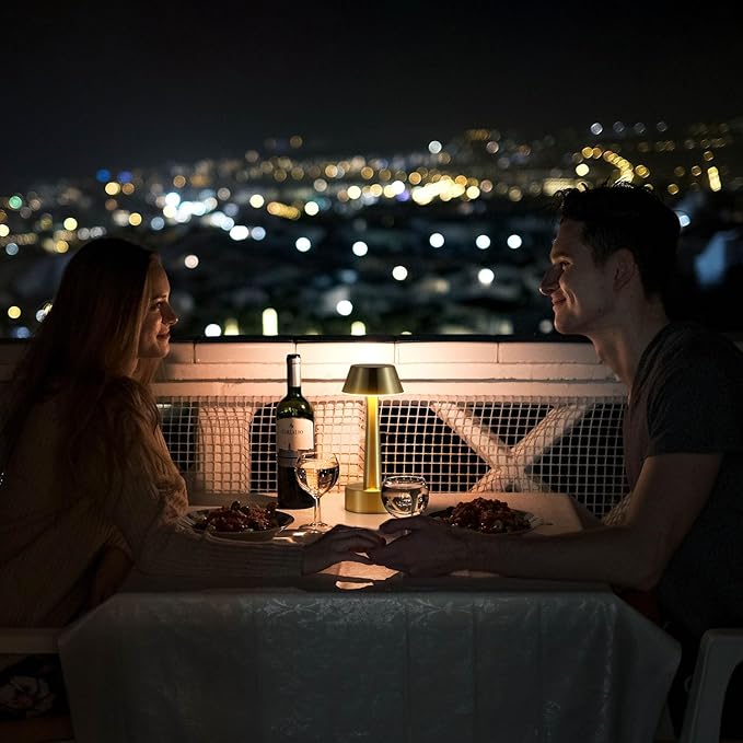 UMEXUS Cordless Small Table Lamp for Bar Restaurant, Rechargeable Battery Operated Touch Lamps, Gold 3-Way Dimmable Metal Portable Bedside Mini Night Light for Outdoor, Home Decor
