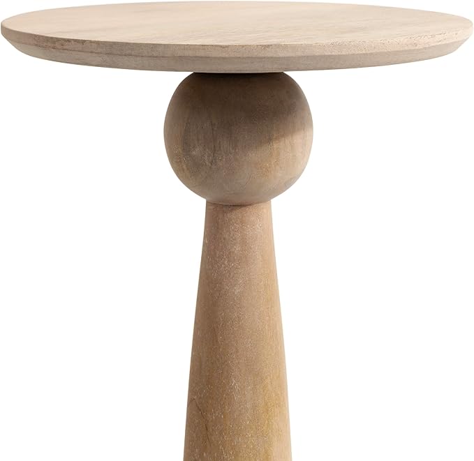 Kate and Laurel Jakob Modern Wooden Round Side Table, 12 x 24, Light Natural, Circle Pedestal Table for Use as Bedroom Nightstand, Indoor Plant Stand, or Decorative Living Room Table