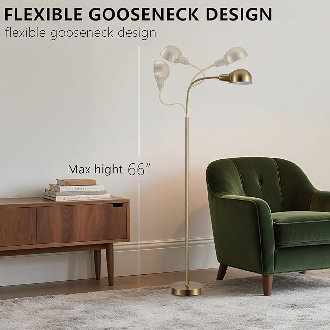 Adjustable Floor Reading Lamp Standing Lamps with Remote Control Gooseneck and Rotatable Shade, Modern for Living Room Bedroom Study Room Office Hotel