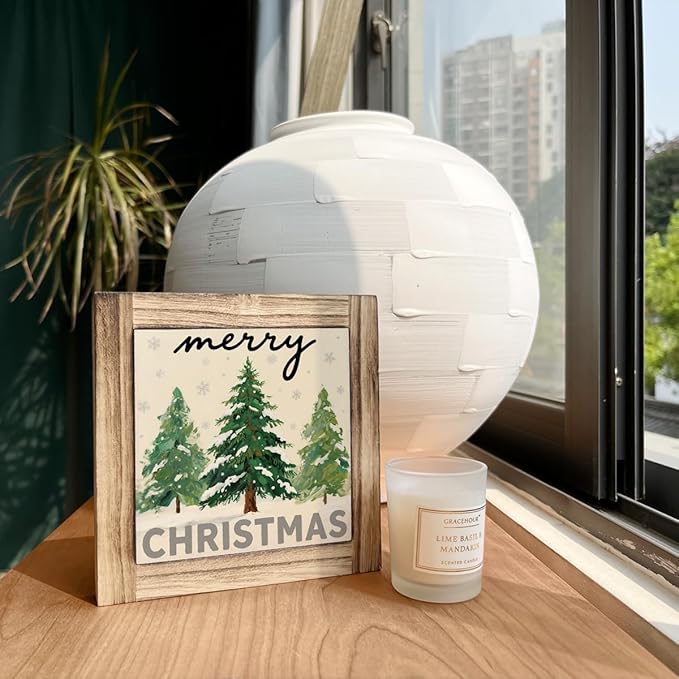 Merry Christmas Wood Sign, Christmas Tree Decors Art, Xmas Home Decors, Decorative Wooden Table Signs, Farmhouse Tabletop Decor, Xmas Holiday Party Decor Ornaments