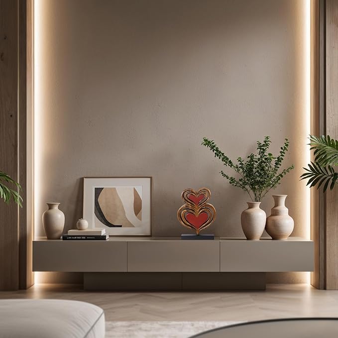 Decozen Gifts for Mom - Wooden Heart Sculpture - Mother's Day Birthday Gifts, Home, Office, Living Room, Shelf, Fireplace, Farmhouse, Tabletop, Boho and Mantle Decor - Mothers Day Decorations