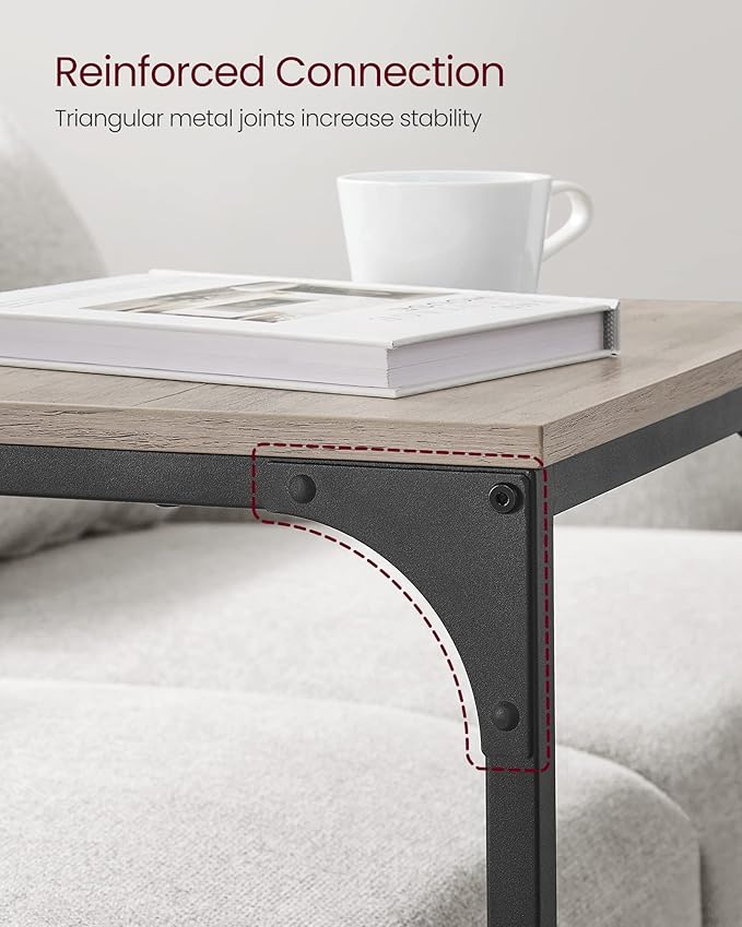 VASAGLE C-Shaped End Table Set of 2, Small Side Table for Couch, Sofa Table with Metal Frame for Living Room, Bedroom, Bedside, Greige and Black