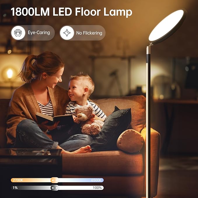 Smart LED Floor Lamp, RGBCW Corner Lamp Works with Alexa, 2000LM Color Changing Standing Lamp with 16 Million DIY Colors,Music Sync,Torchiere Tall lamp for Living Bedroom Room,APP/Voice/Remote Control