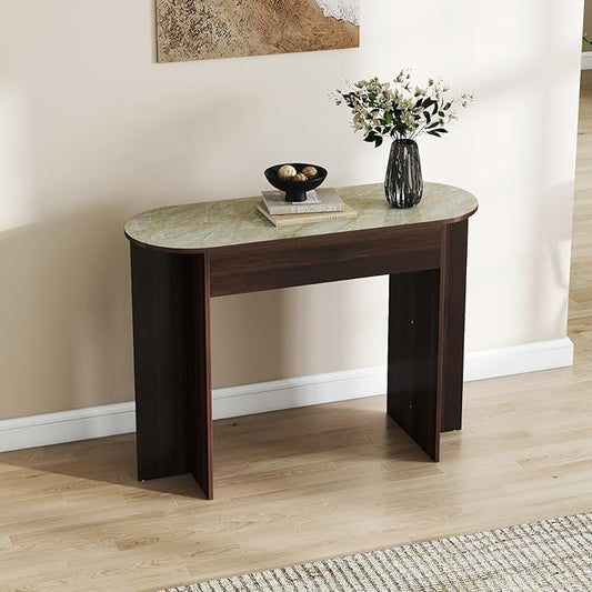 HEAH-YO Modern Console Table, Wooden Sofa Table with Narrow Countertop, 43.3" Entryway Tables for Hallway Entrance Living Room, Walnut Color