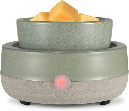 Wax Melt Warmer, Ceramic Electric Candle Wax Warmer 3-in-1 Oil Burner Fits Yankee Large Jar, Scented Candle Holder for Home Decor Thanksgiving Christmas Day Gifts (02-Light Green)