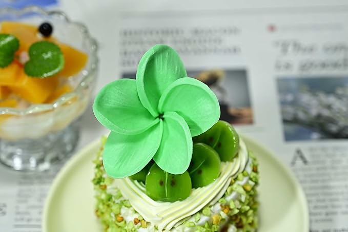 Birthday Gifts for Women 10pcs Christmas Green Flowers PU Real Touch Flowers Hawaiian Plumeria Frangipani Artificial Flowers for DIY Birthday Gifts Wedding Gifts Home Decor Table Centerpiece