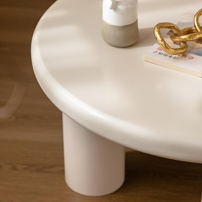 Cloud Coffee Table Cute Nesting Coffee Tables Set of 2 Irregular Coffee Table with Glass Top, Modern Small Coffee Tables End Tables Set Center Table White & Brown