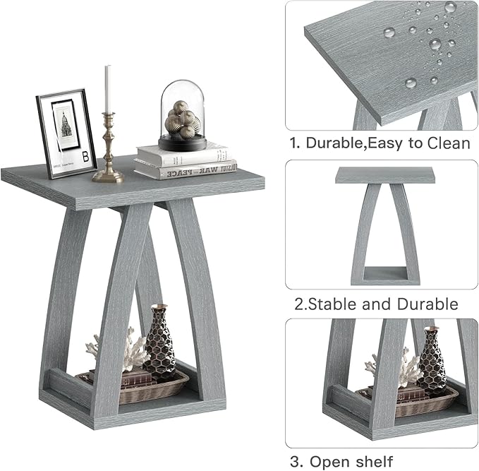 End Tables Living Room Set of 2. Side Tables Living Room. Side Table Beside Sofa. Modern End Table for Home. Slate Grey End Tables Set of 2