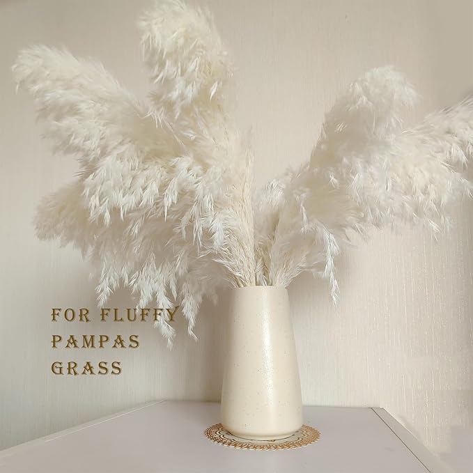 Beige Vase - Beige Ceramic Vase, 6“ Neutral vase Home Decor, Boho Off White Cream Vases for Flower, Minimalist Modern Ivory vases for Centerpieces, Room Decor, Living Room, Bedroom or Gift