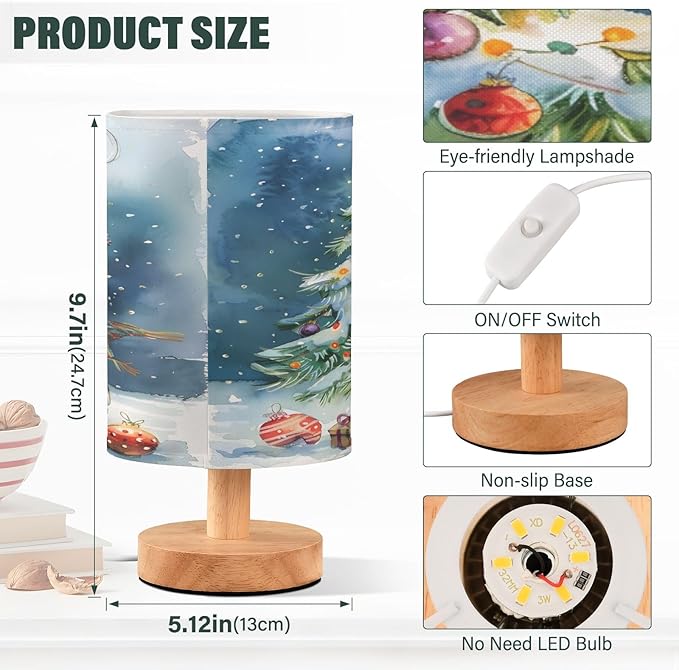 Bolaz Small Table Lamp for Bedroom Snowman Decorates Tree Table Lamp Nightstand Lamp for Livingroom Office Reading Working Table Desk