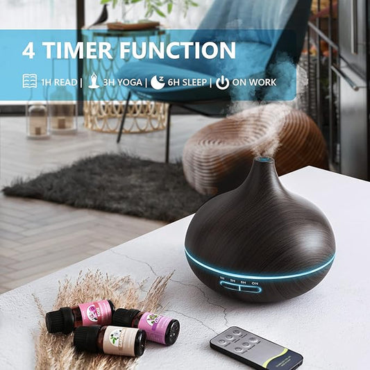 SACATR 550ml Aromatherapy Diffuser with 15x10mL Essential Oils, Ultrasonic Technology, Remote Control for Home Office