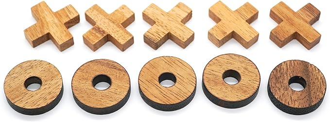 BSIRI Tic Tac Toe Wooden Board Games (Only X-O Pieces)- Unique Gifts, Fun Gifts for Kids and Adults and Use as Living Room Rustic Table Decor Ideal for Coffee Table Decor
