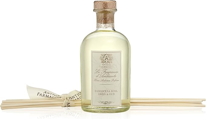 Antica Farmacista Home Ambiance Diffuser - Long-Lasting Reed Scent Diffuser - Luxury Room Freshener Gift - Sandalwood Amber, 8.45 fl oz